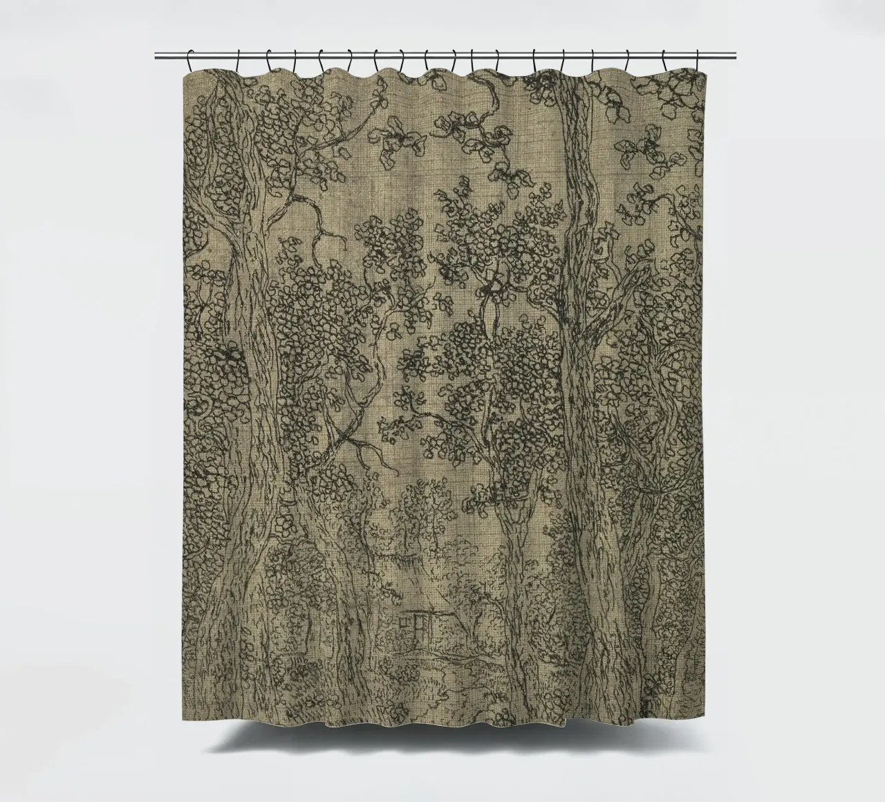 Sage Green Textile Sketch tenda da doccia da apoloprints