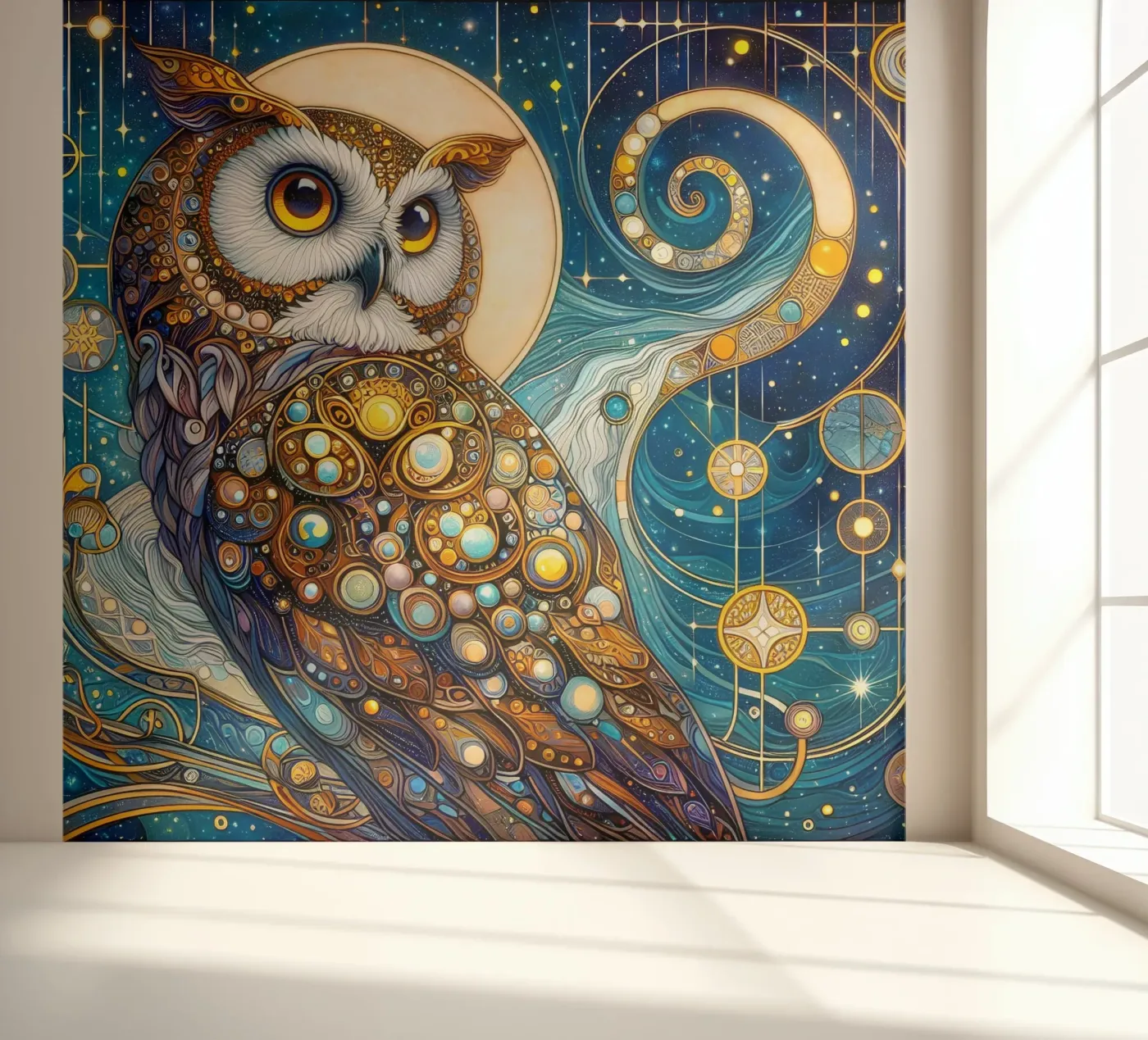 Uil fotobehang van Art-Nouveau-Dsg