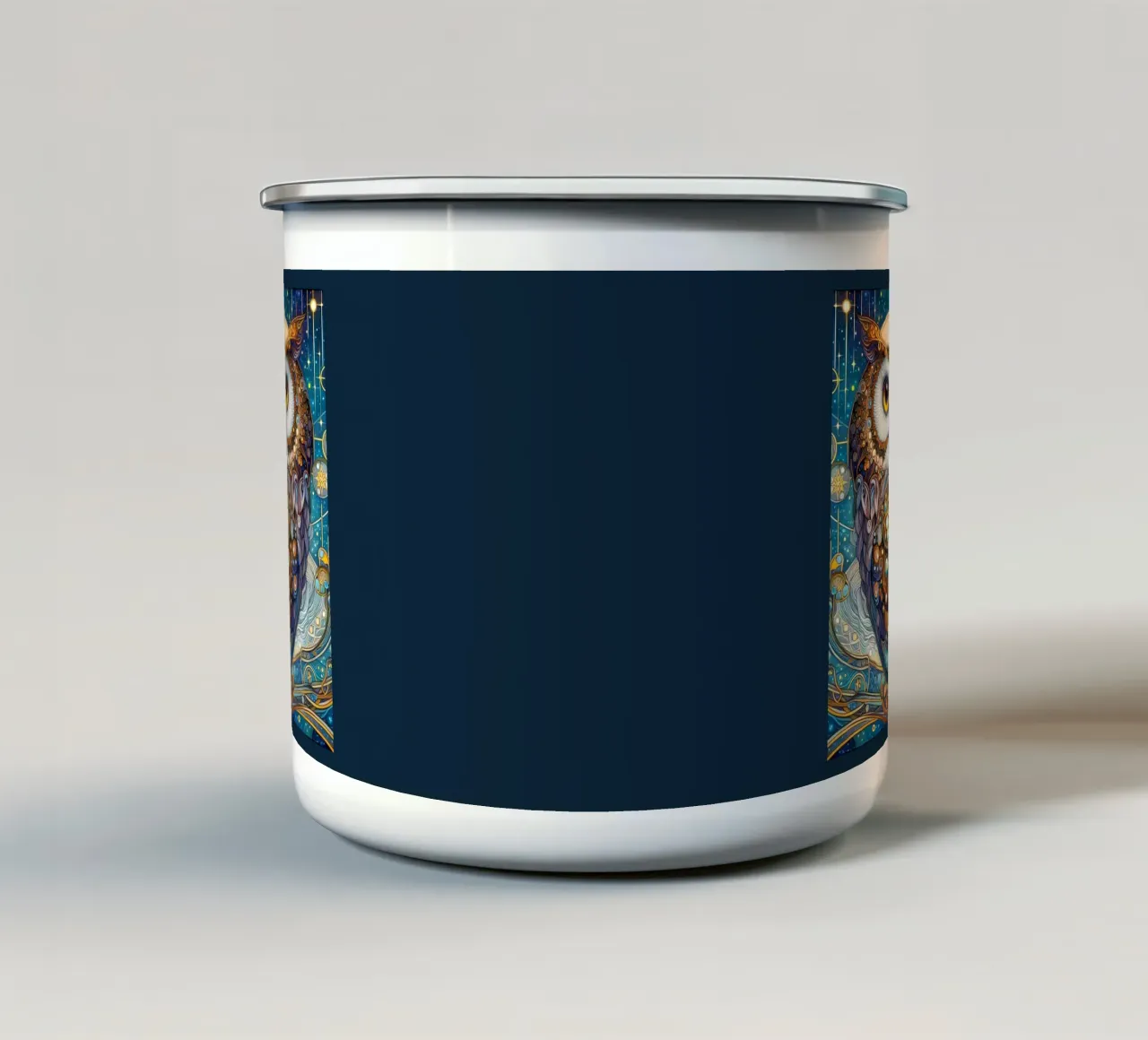 Gufo tazza in smalto da Art-Nouveau-Dsg