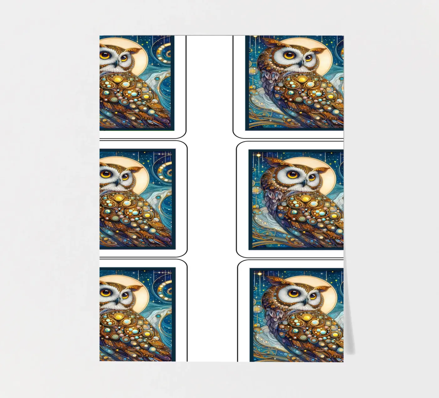 Uil stickervel van Art-Nouveau-Dsg