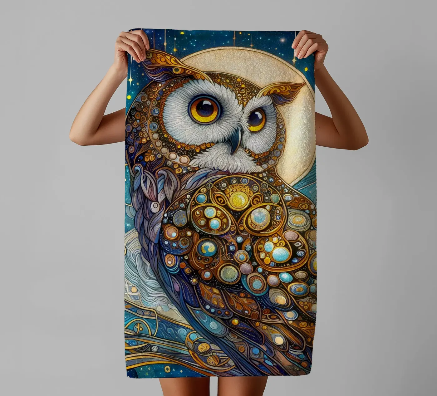 Uil badhanddoek van Art-Nouveau-Dsg