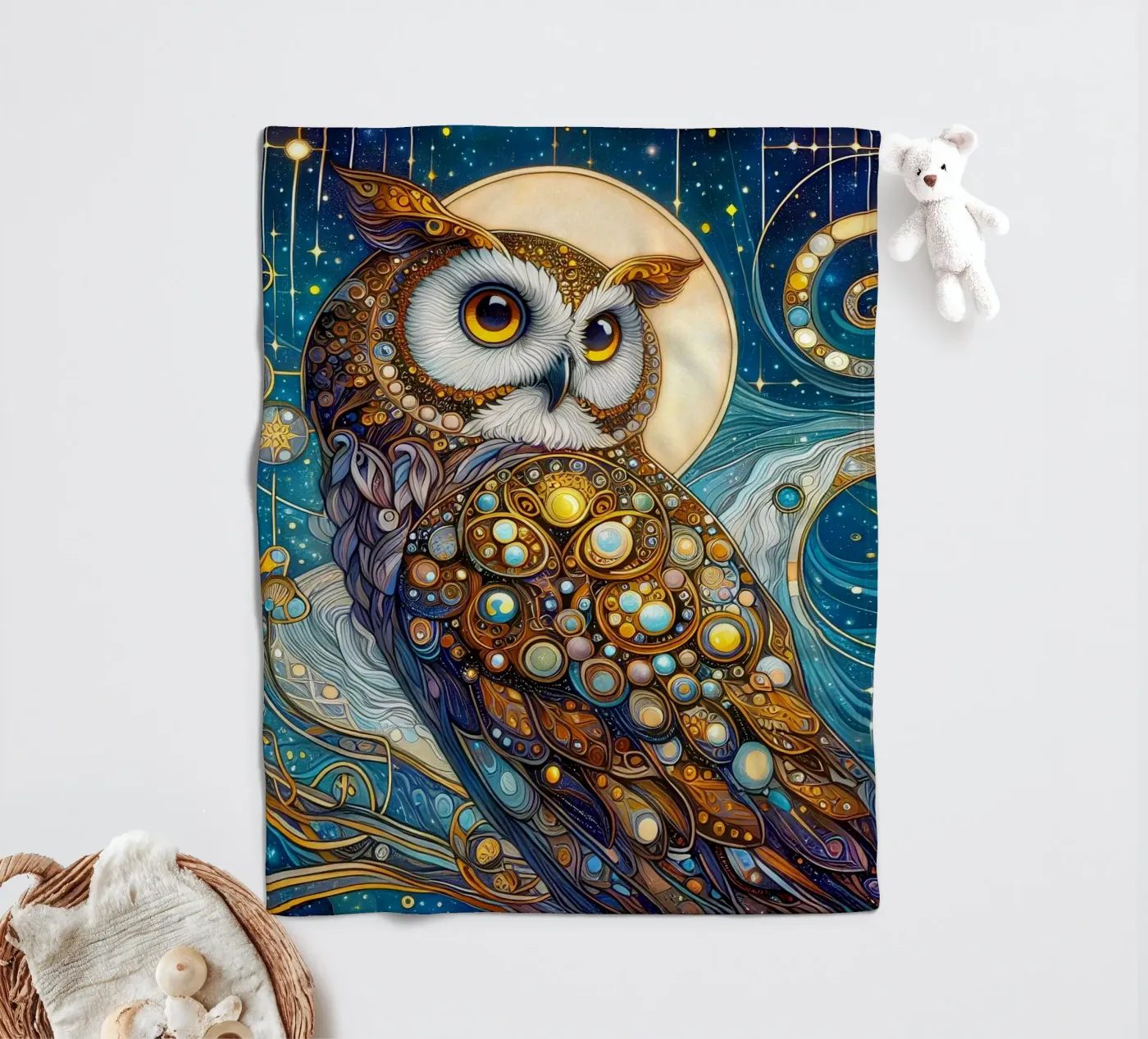 Owl Fleecedecke von Art-Nouveau-Dsg