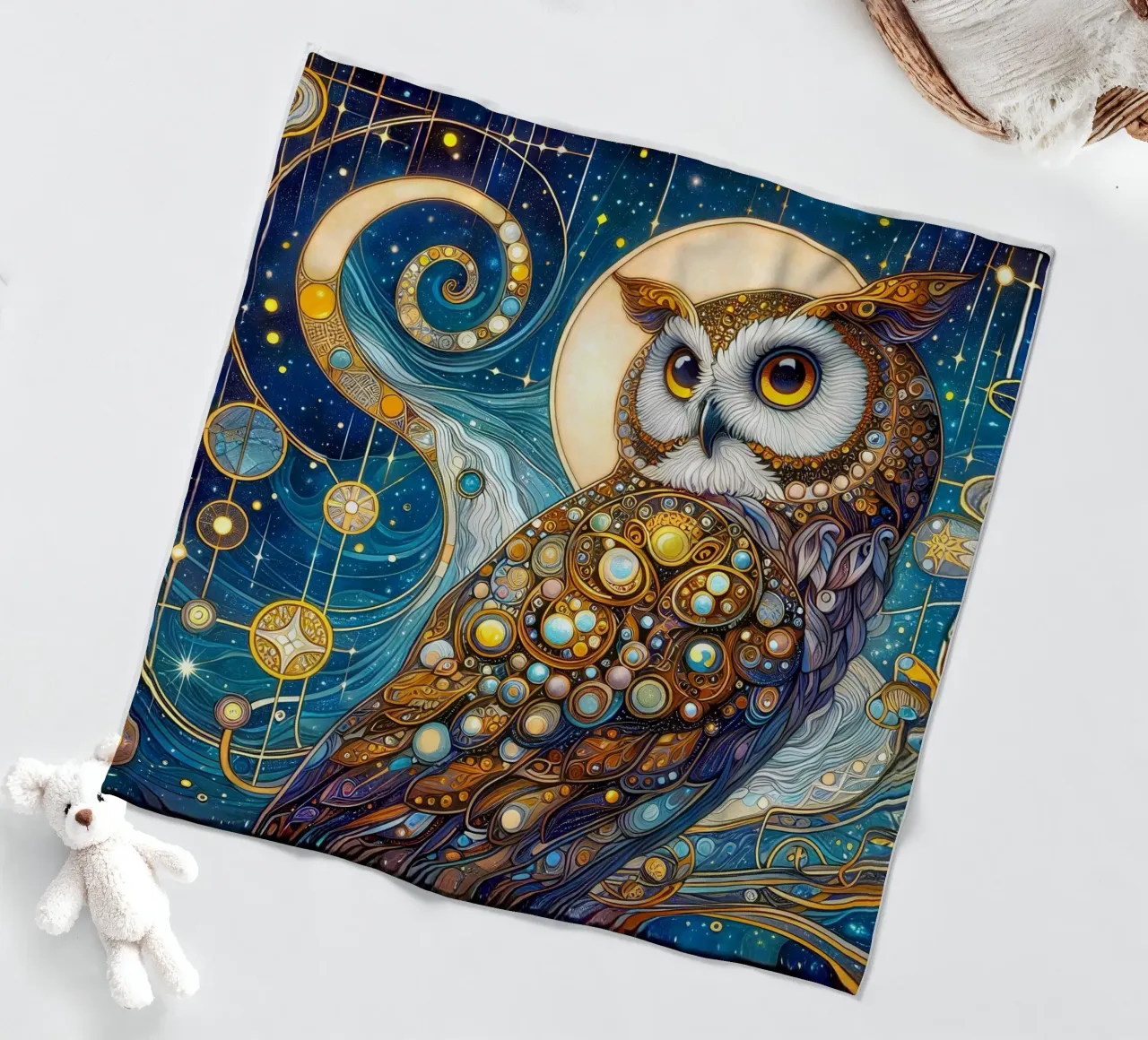 Eule Fleecedecke von Art-Nouveau-Dsg