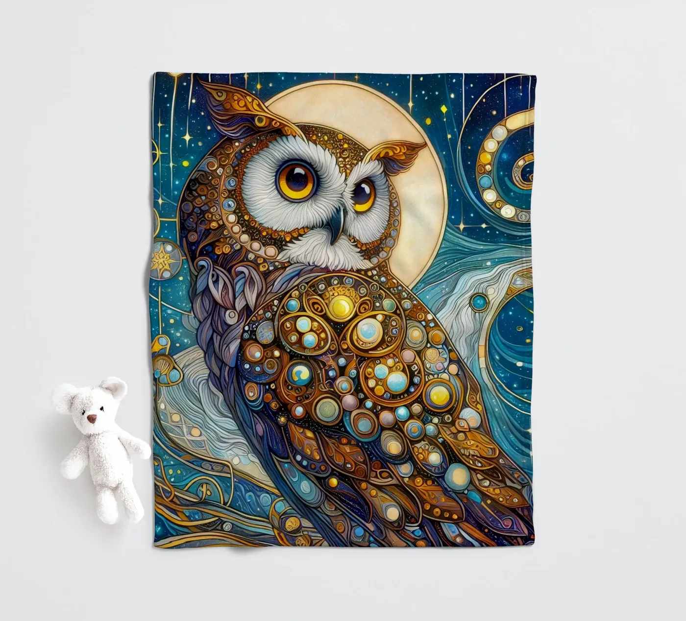 Owl Fleecedecke von Art-Nouveau-Dsg