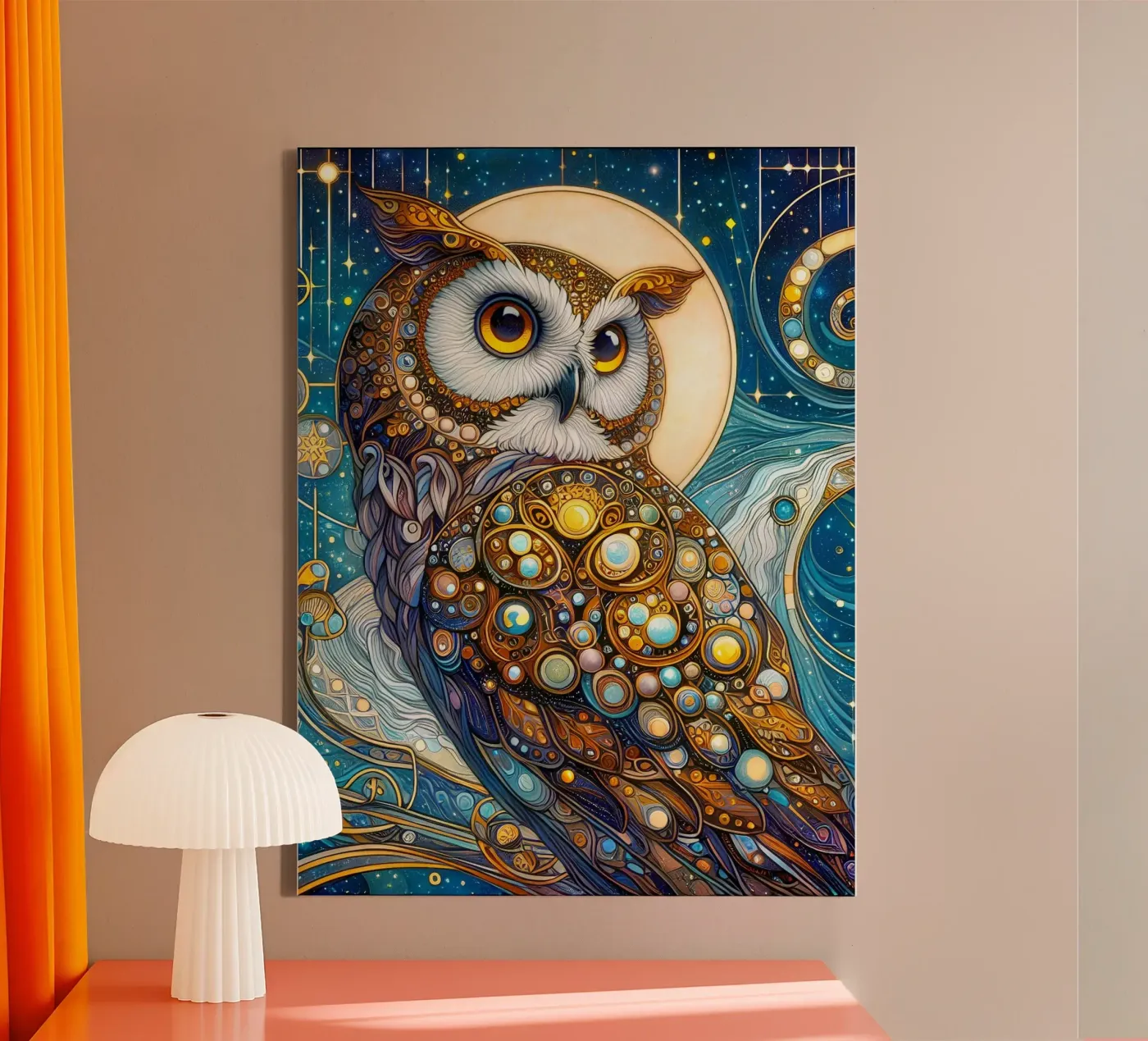 Uil canvas van Art-Nouveau-Dsg