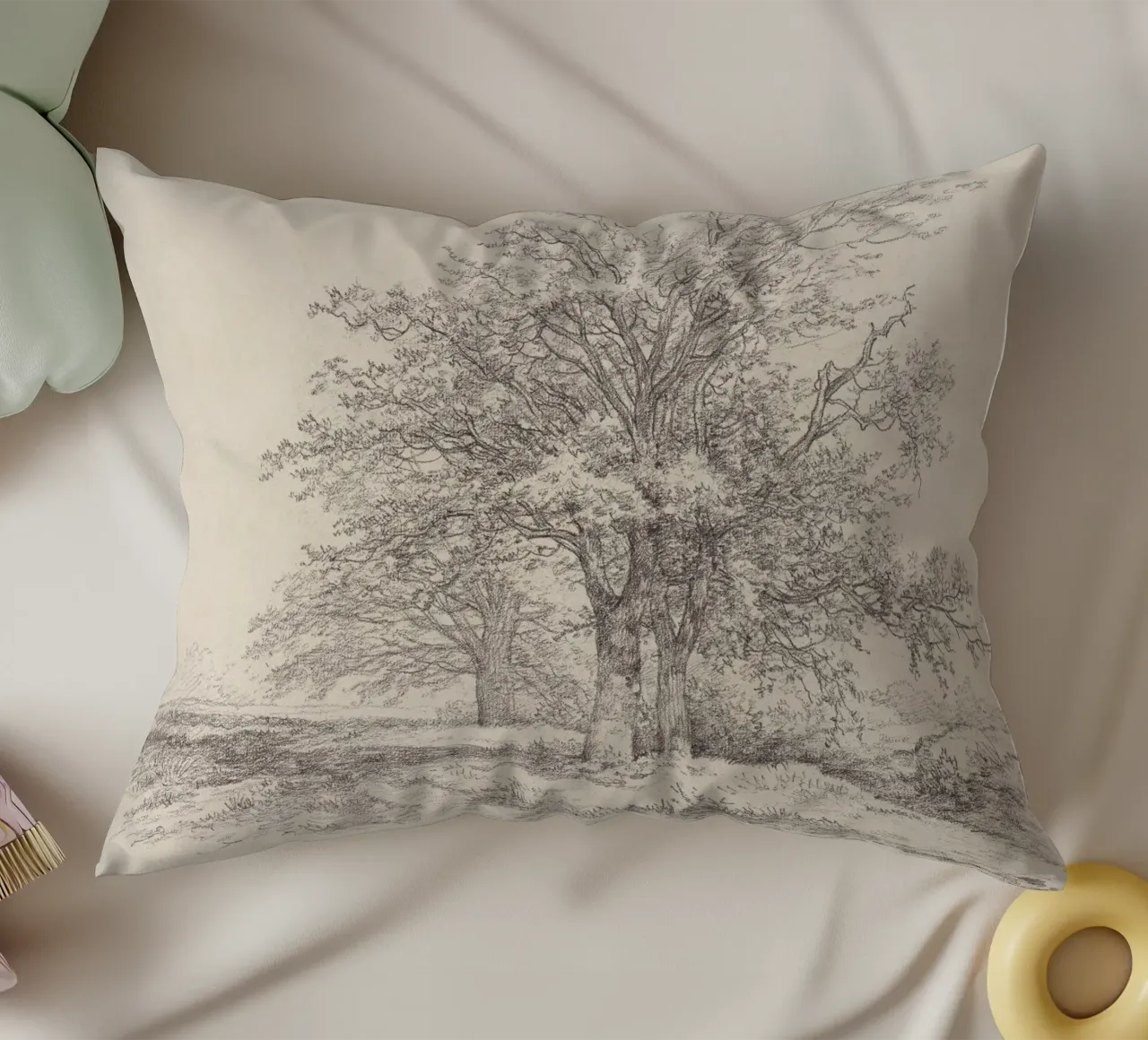 Tree Landscape Sketch cuscino da apoloprints