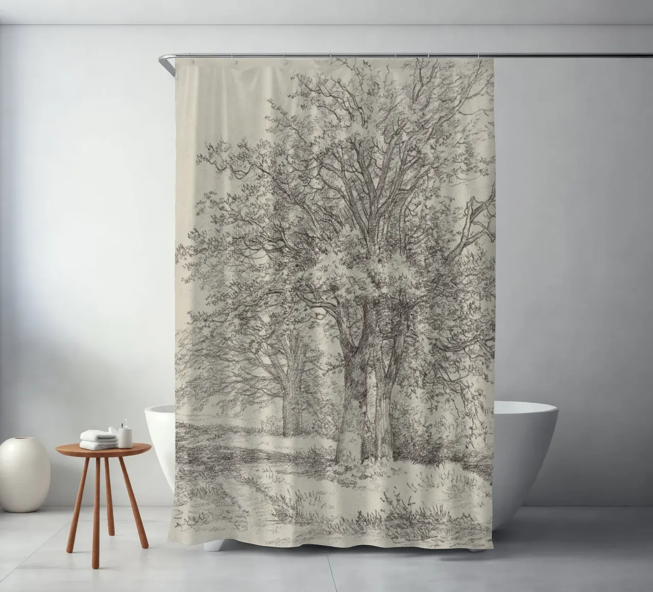 Tree Landscape Sketch tenda da doccia da apoloprints