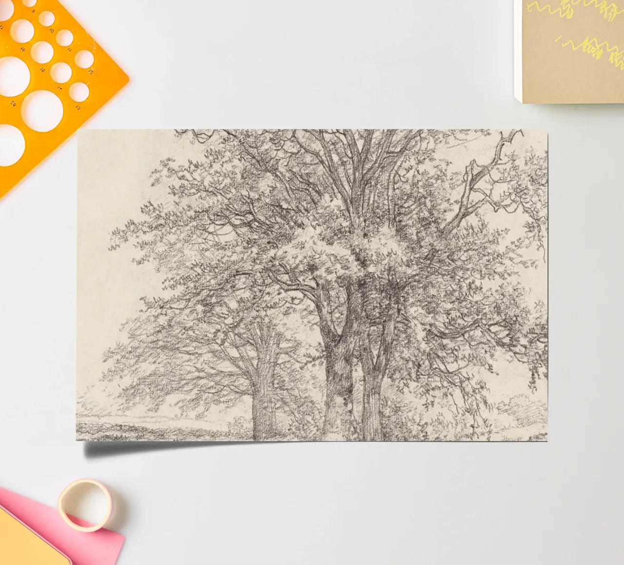 Tree Landscape Sketch foglio adesivo da apoloprints