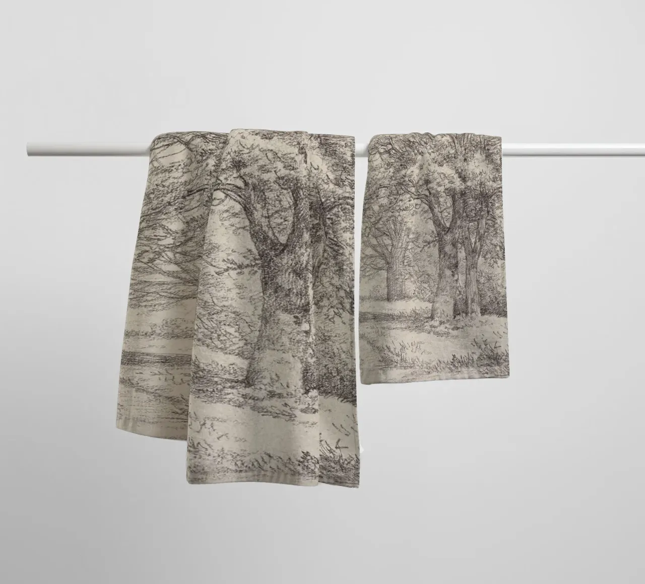 Tree Landscape Sketch asciugamano da bagno da apoloprints