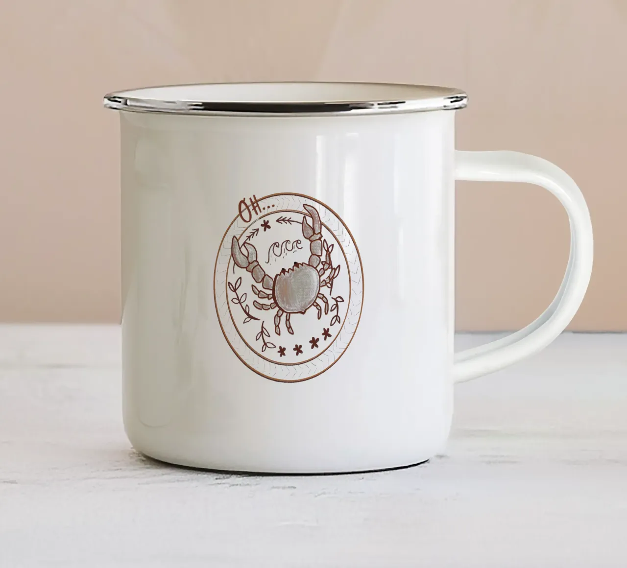 Oh crab! Emaille Tasse von Beeeplan