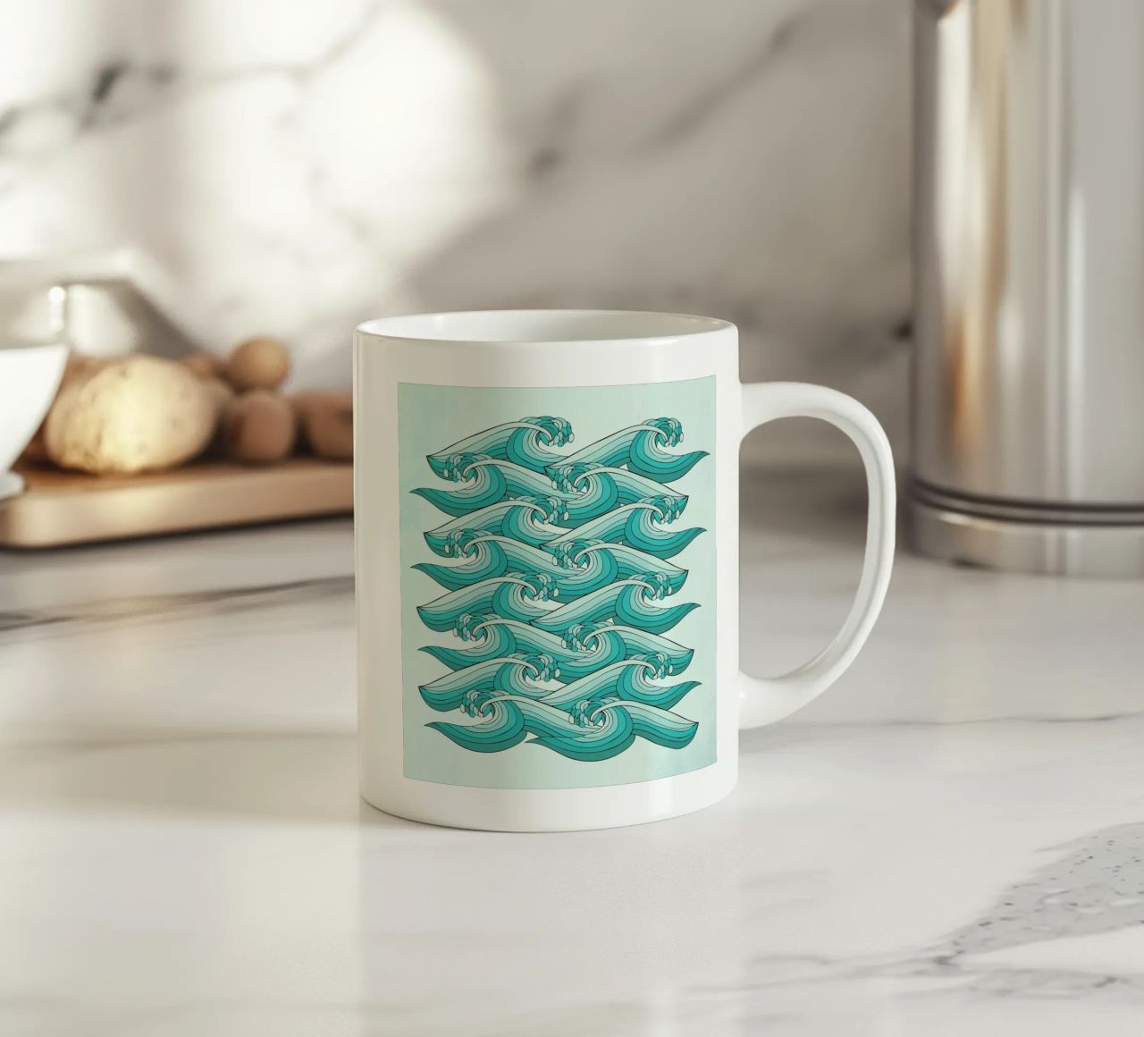 Ocean Vibes tazza in ceramica da Pom Graphic Design