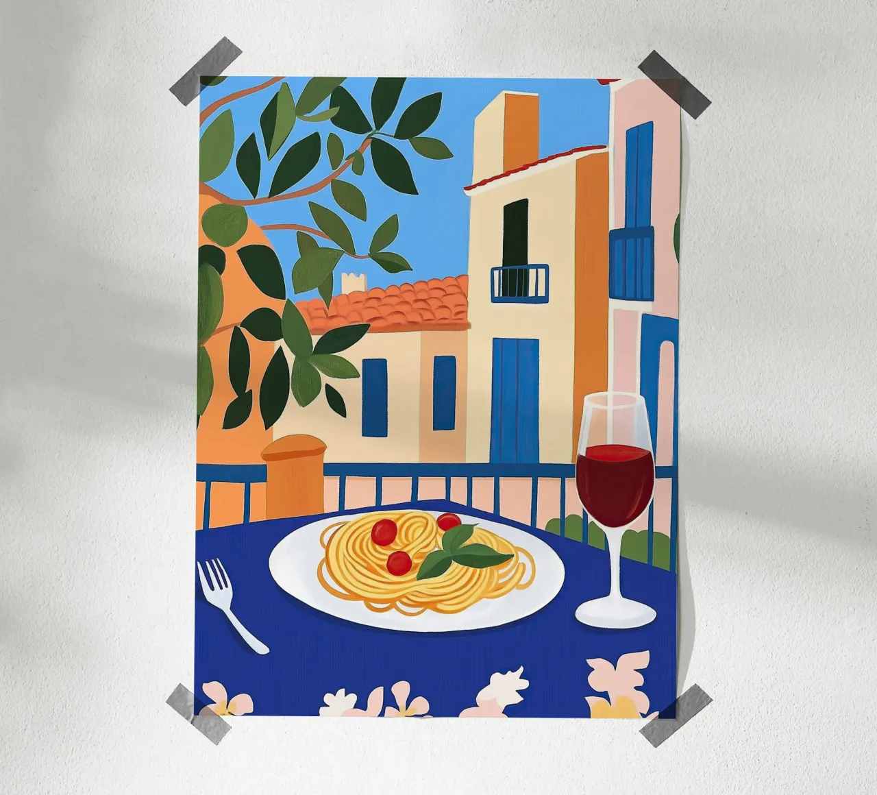 Pasta & Vino poster con telaio in alluminio da Art Center