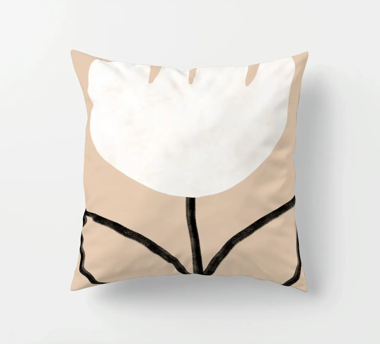 Tulip on beige cuscino da BAINAI