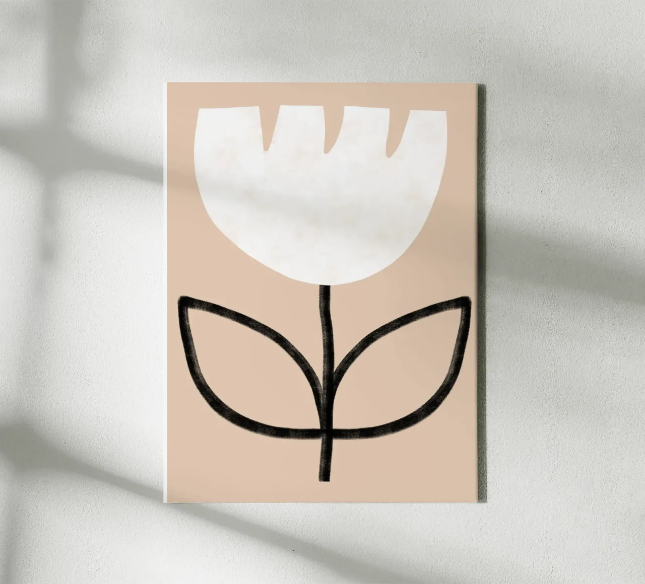 Tulip on beige tela con Cornice a cassetta da BAINAI