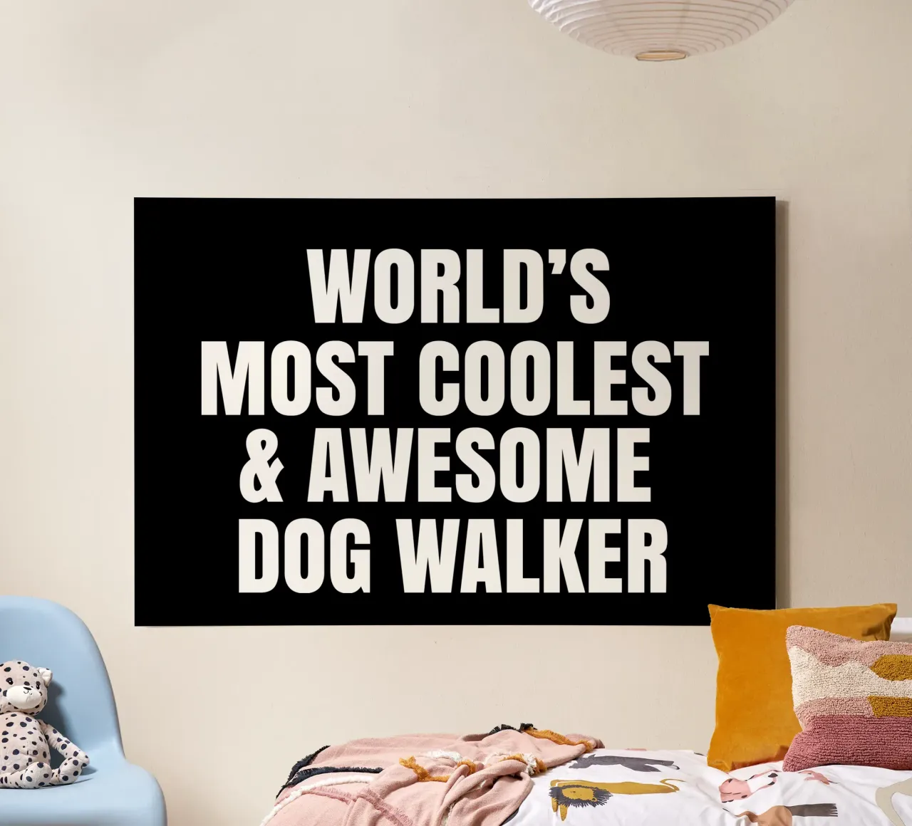 World's most coolest and awesome dog walker tela con Cornice a cassetta da happieeagle