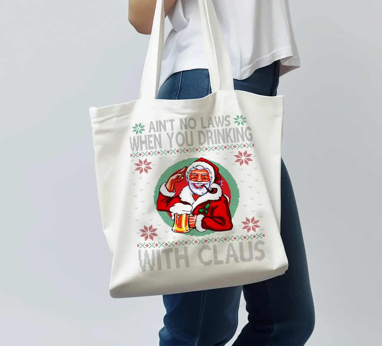 Non ci sono leggi quando si bazzica con Claus. borsa in juta da kaiyaraiya