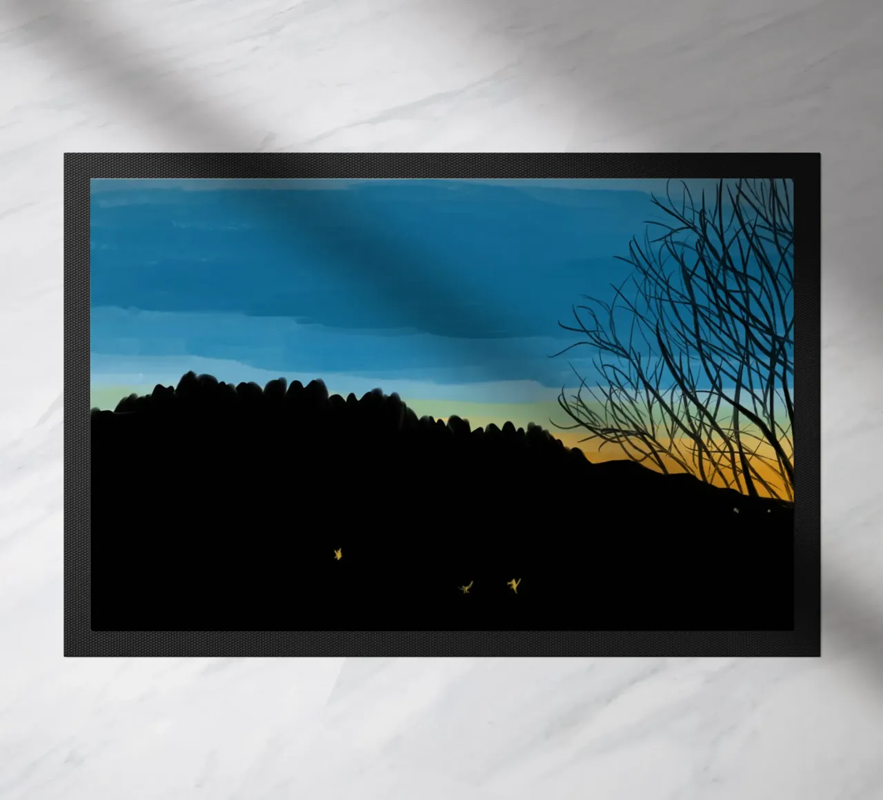 Zonsondergang Blauw deurmat van Asobōze