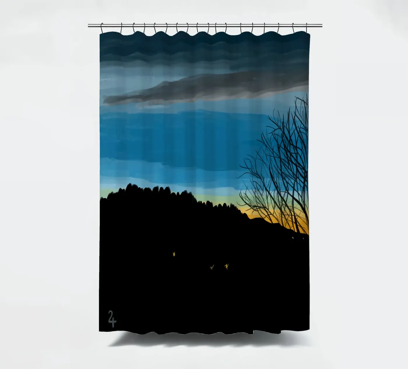 Sonnenuntergangsblau Duschvorhang von Asobōze