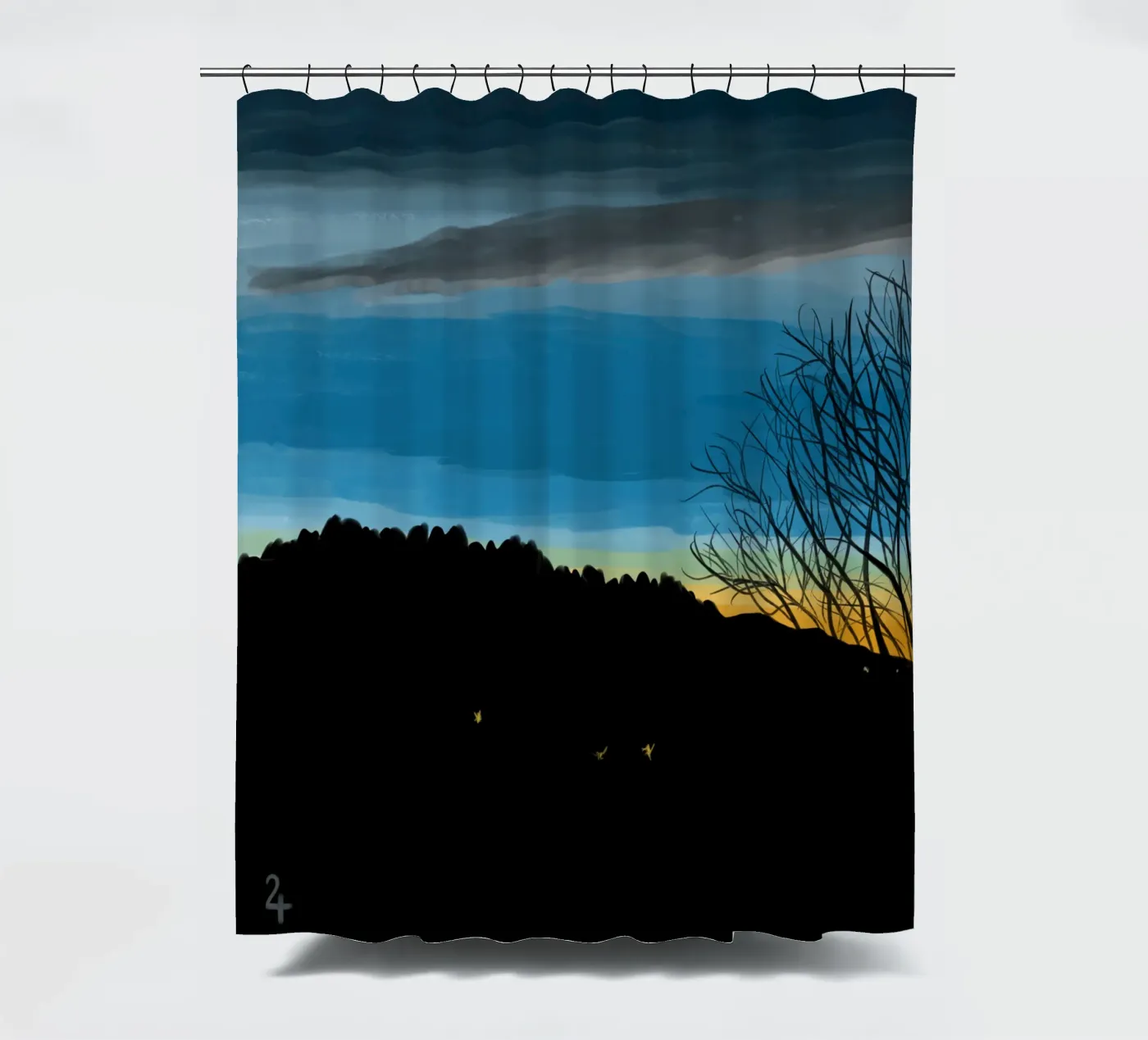 Sonnenuntergangsblau Duschvorhang von Asobōze