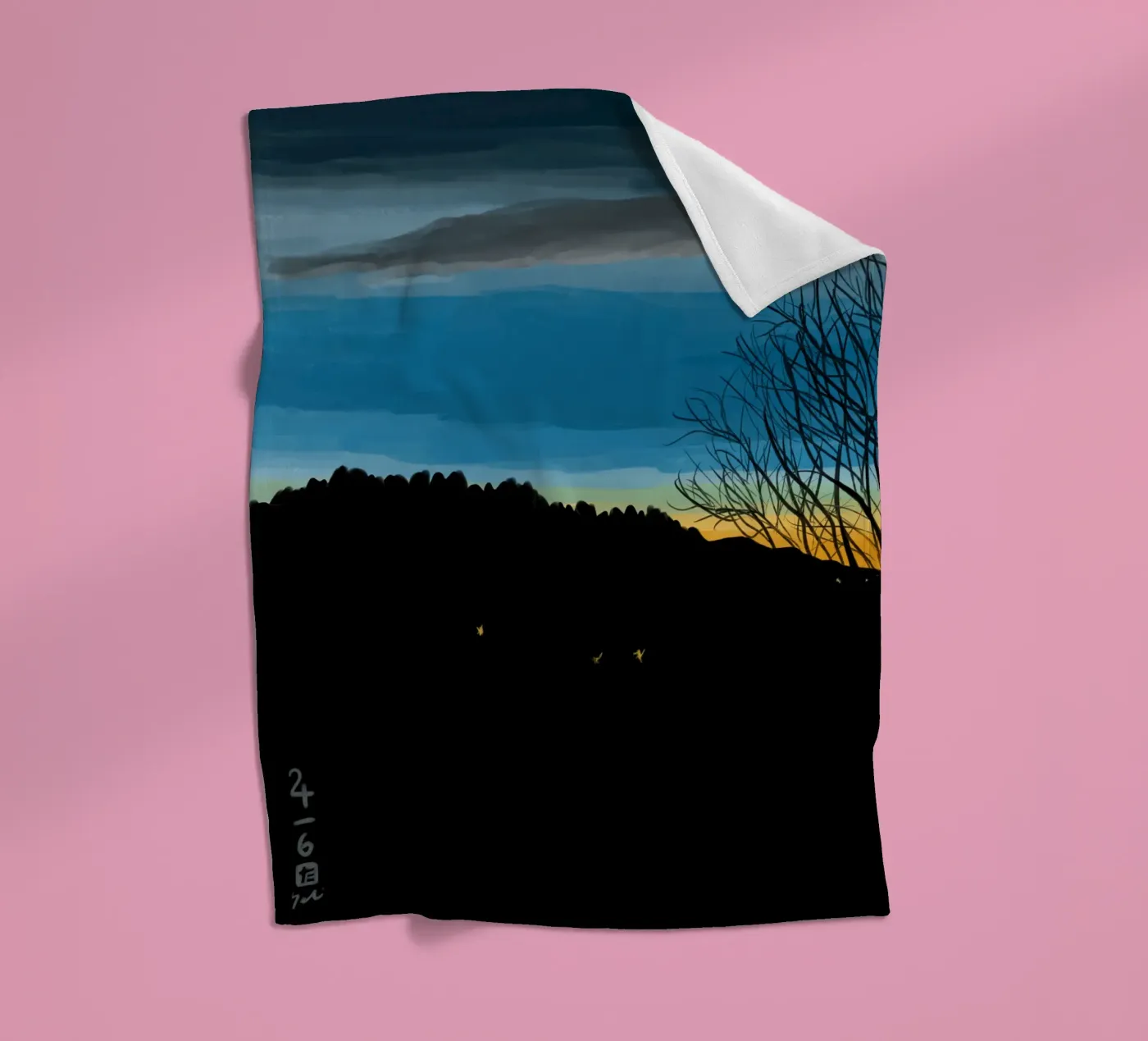 Sunset Blue fleece blanket by Asobōze