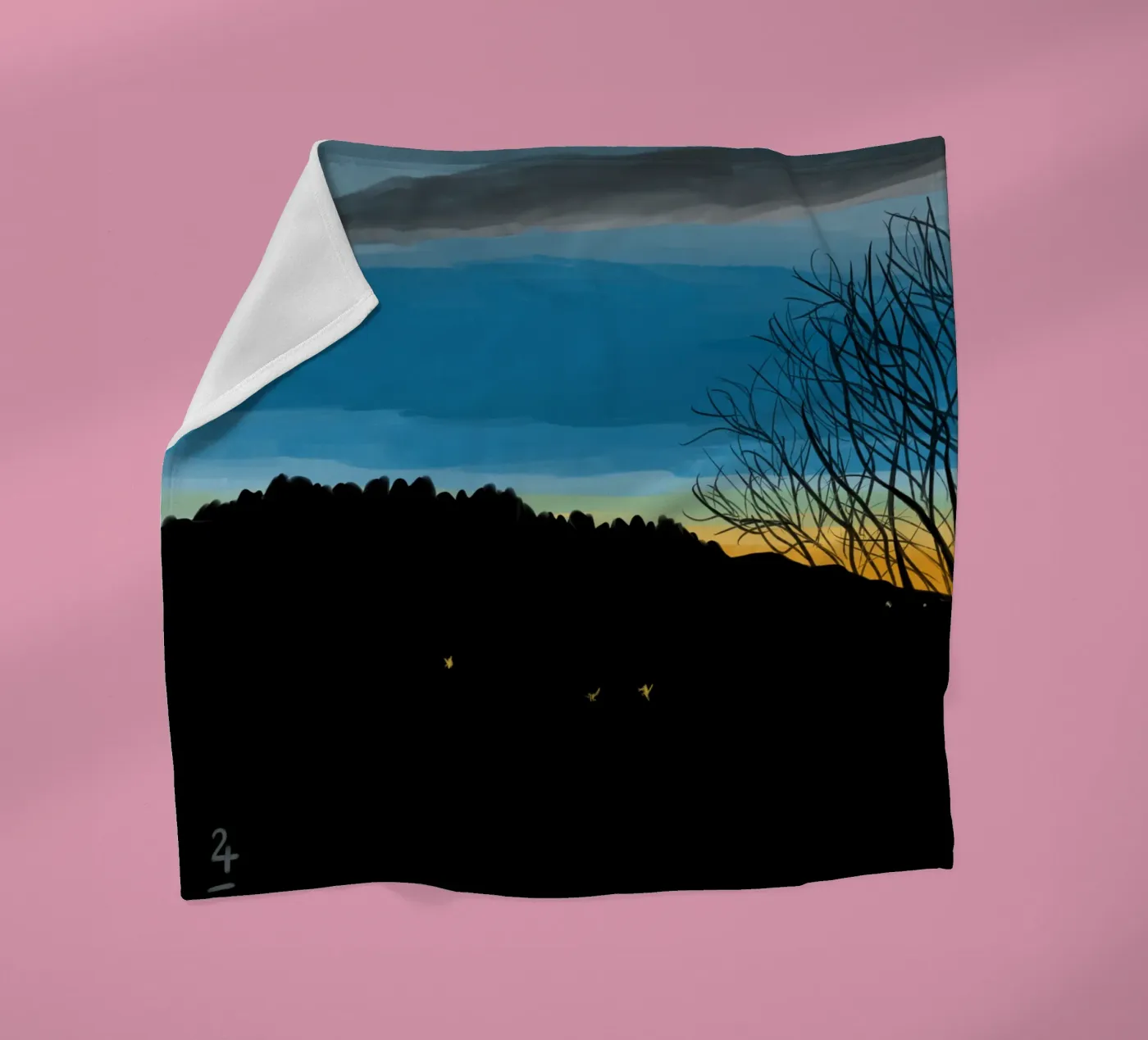Sunset Blue fleece blanket by Asobōze