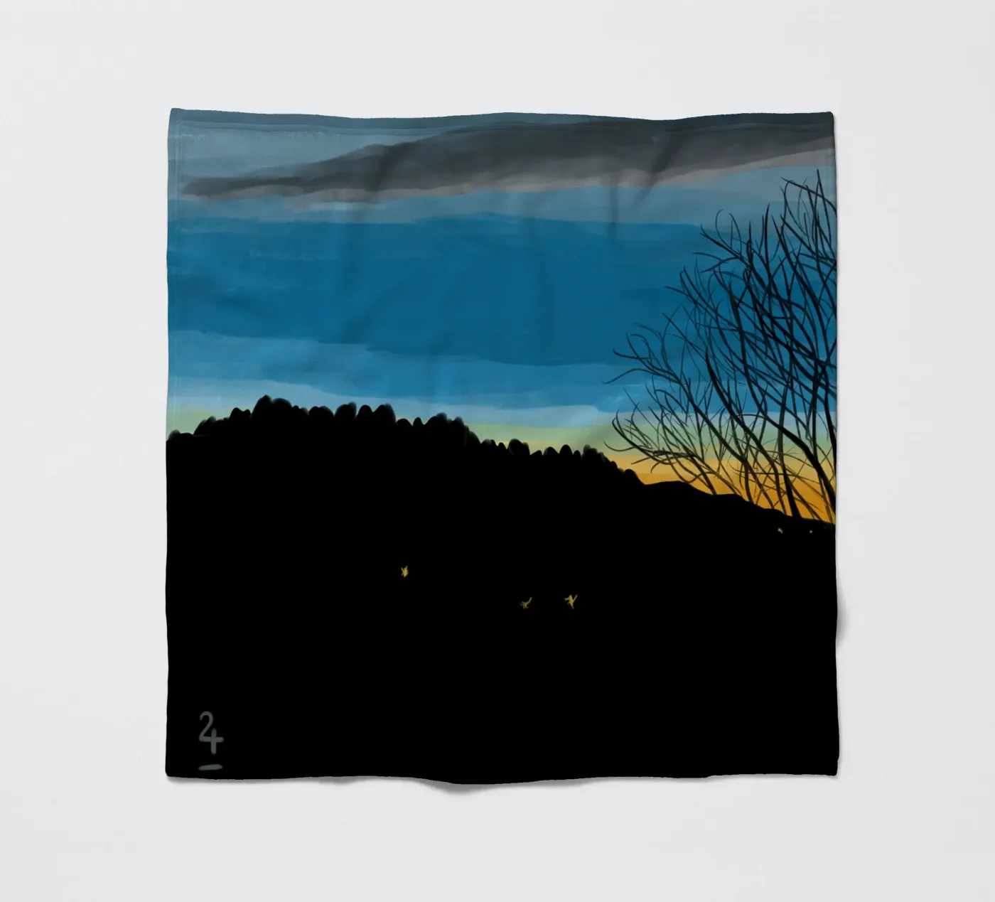 Sunset Blue fleece blanket by Asobōze