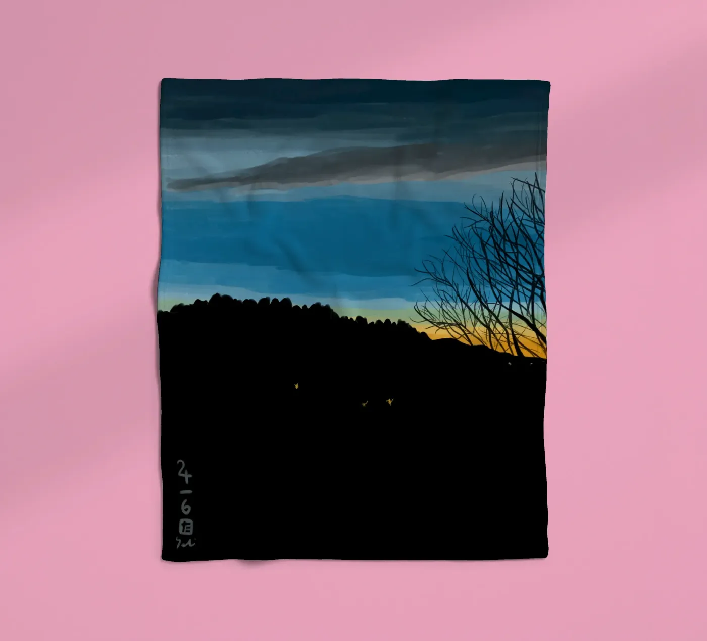 Sunset Blue fleece blanket by Asobōze