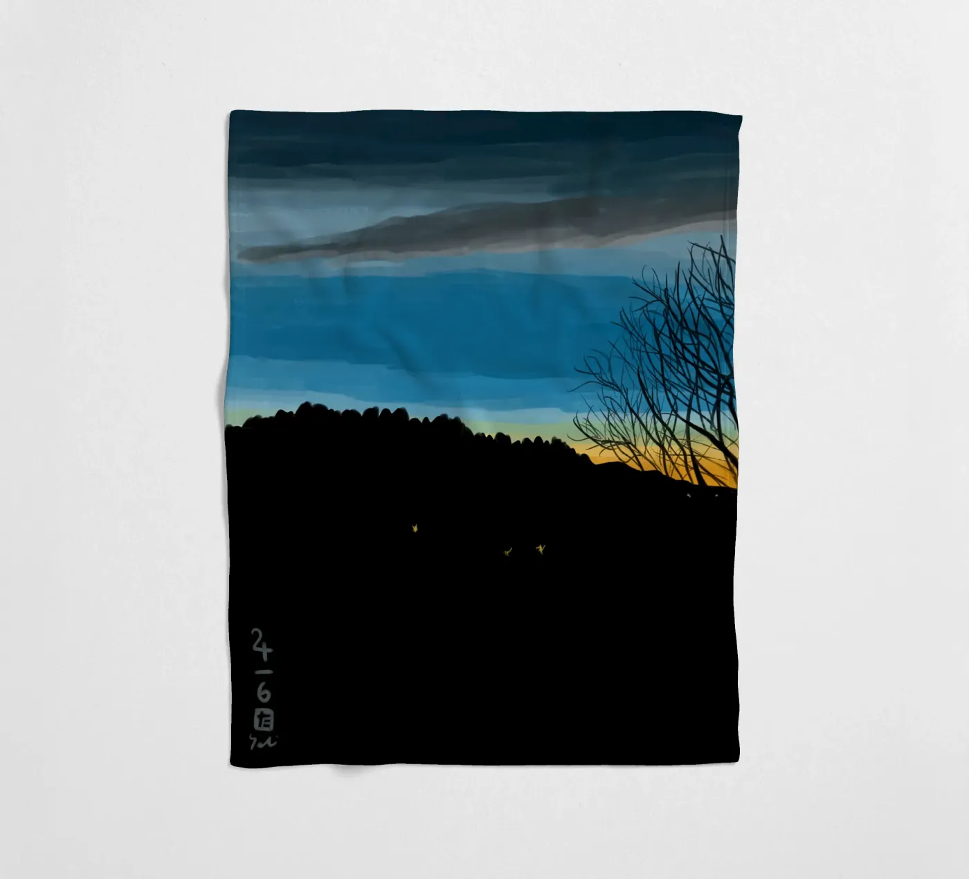 Sunset Blue fleece blanket by Asobōze