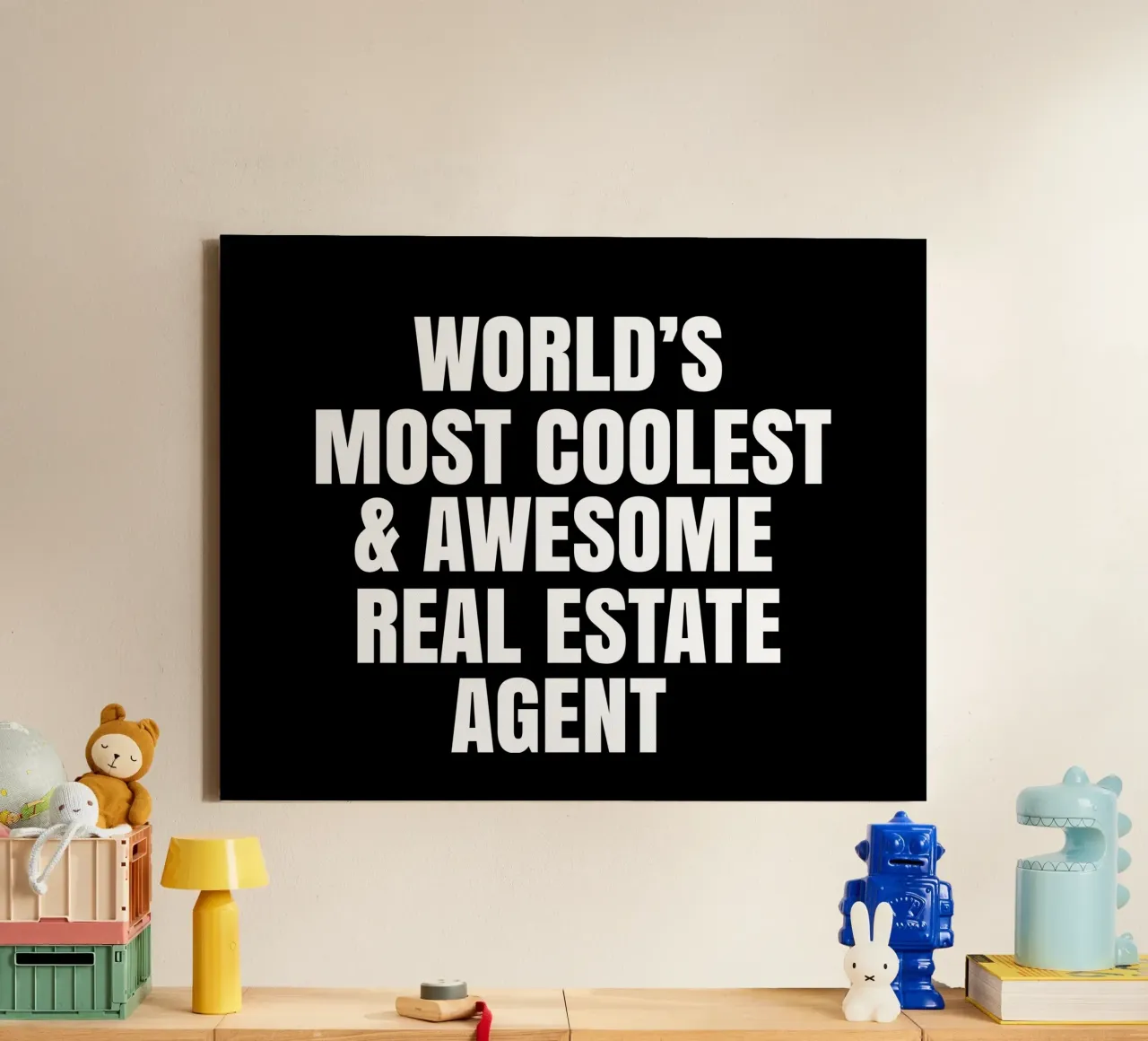 World's most coolest and awesome real estate agent tela con Cornice a cassetta da happieeagle