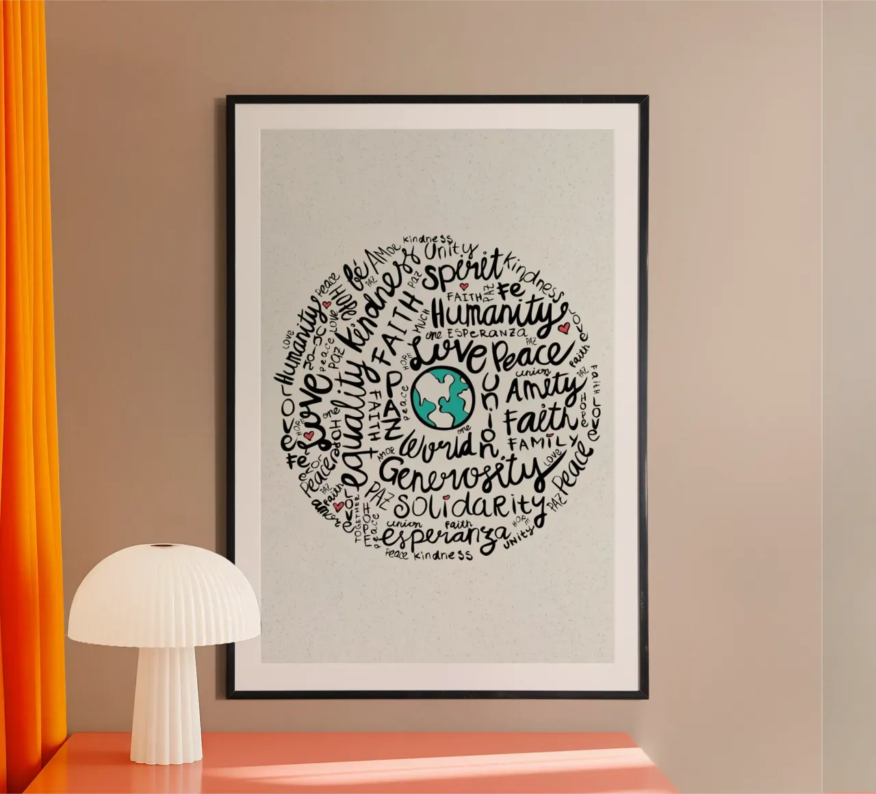 World Positive Messages poster con telaio in plastica da Pom Graphic Design