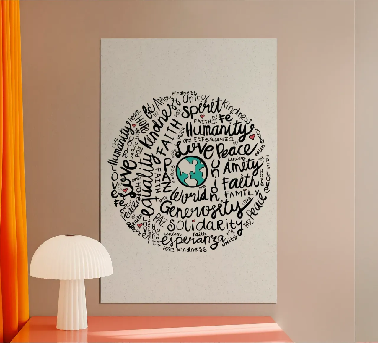 World Positive Messages poster con telaio in plastica da Pom Graphic Design