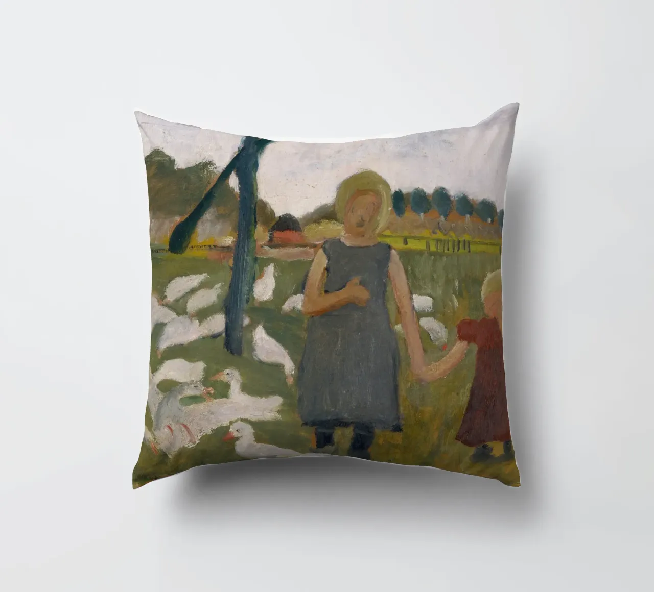 Paula Modersohn-Becker - Bambini con le oche cuscino da ARTOTHEK