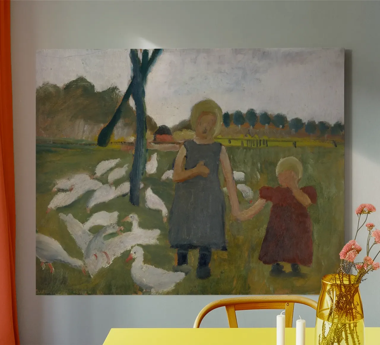 Paula Modersohn-Becker - Bambini con le oche tela con Cornice a cassetta da ARTOTHEK