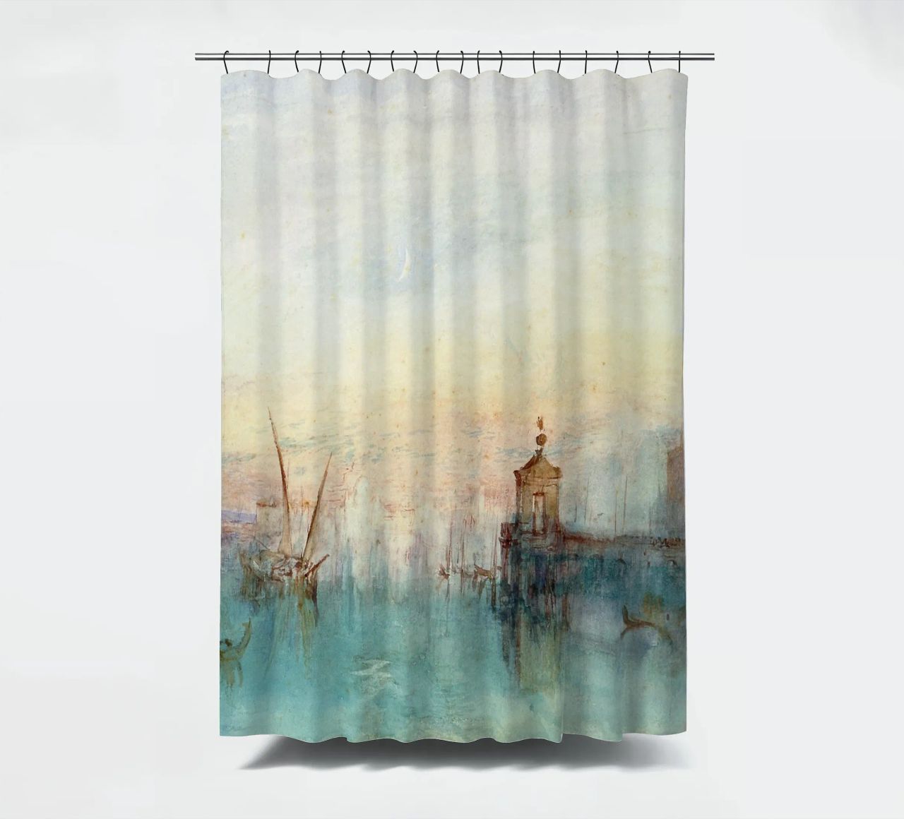 William Turner - Venise avec un premier croissant de lune rideau de douche de ARTOTHEK