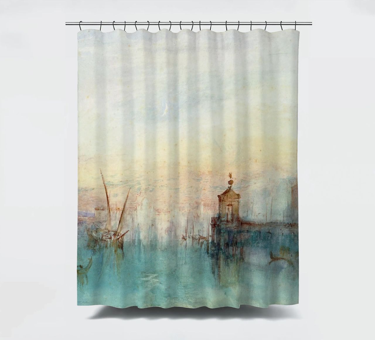 William Turner - Venise avec un premier croissant de lune rideau de douche de ARTOTHEK
