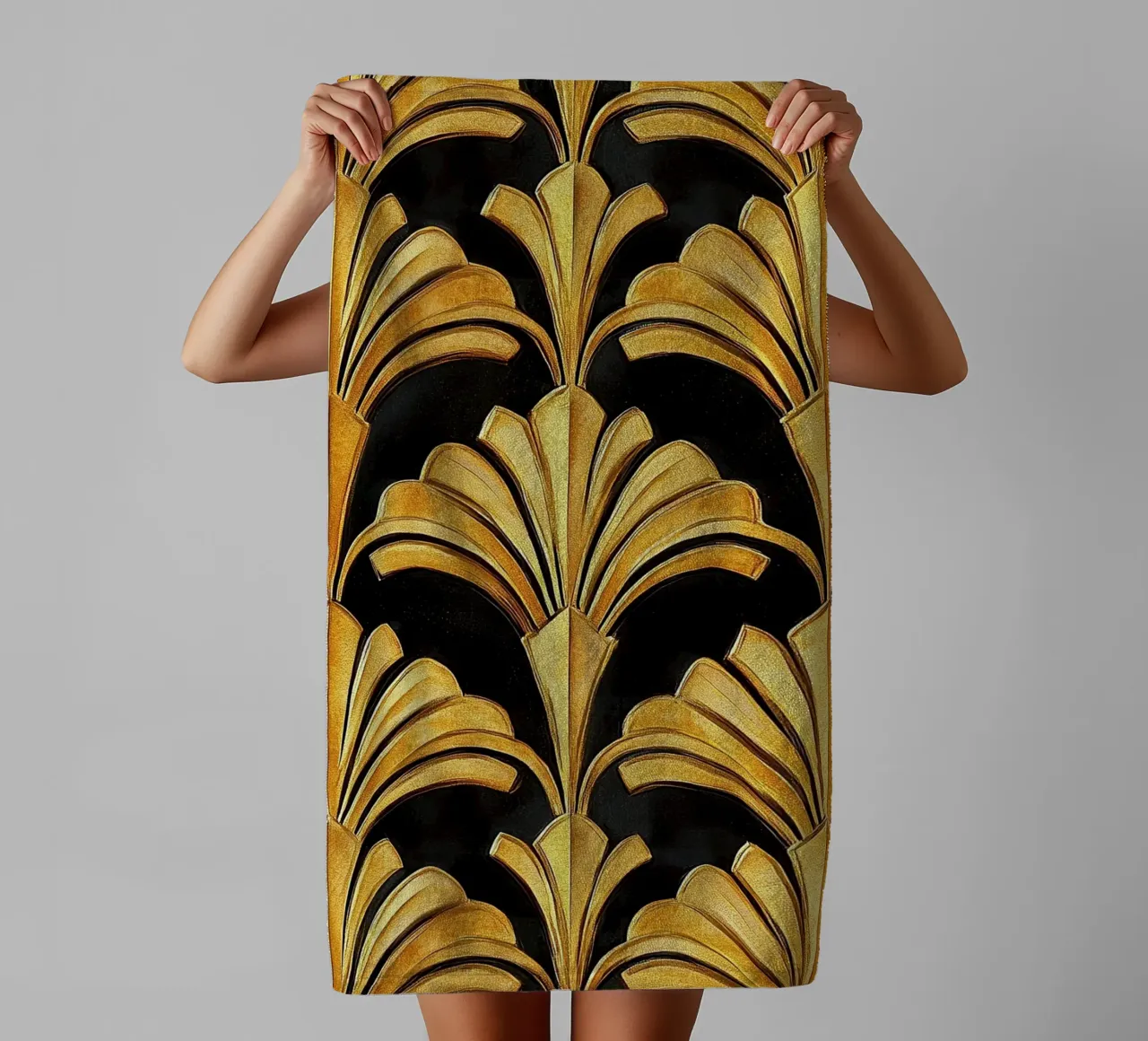 Art Deco "Fragments of Gold" towel by Nikis Art Studio