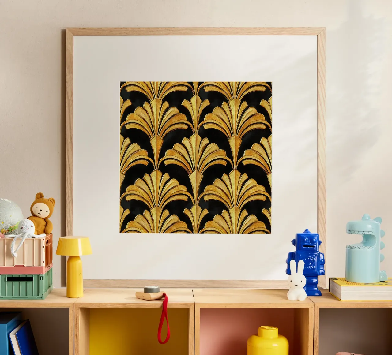 Art Deco "Fragments of Gold" poster con telaio in alluminio da Nikis Art Studio