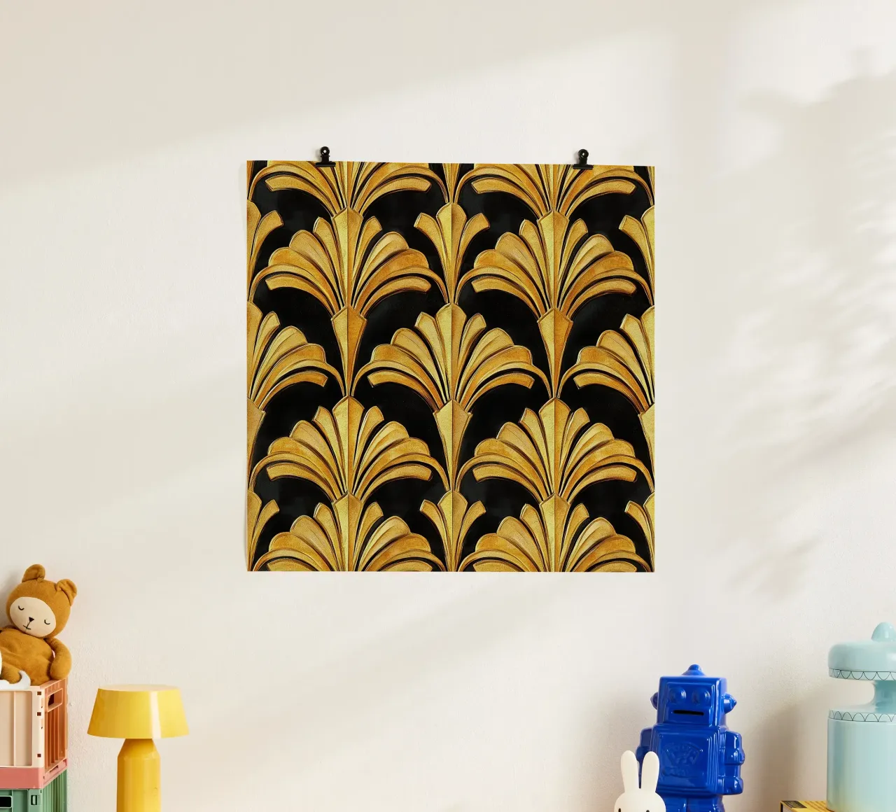 Art Deco "Fragments of Gold" poster con telaio in alluminio da Nikis Art Studio