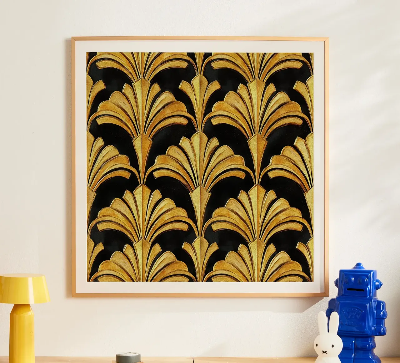 Art Deco "Fragments of Gold" poster con telaio in alluminio da Nikis Art Studio