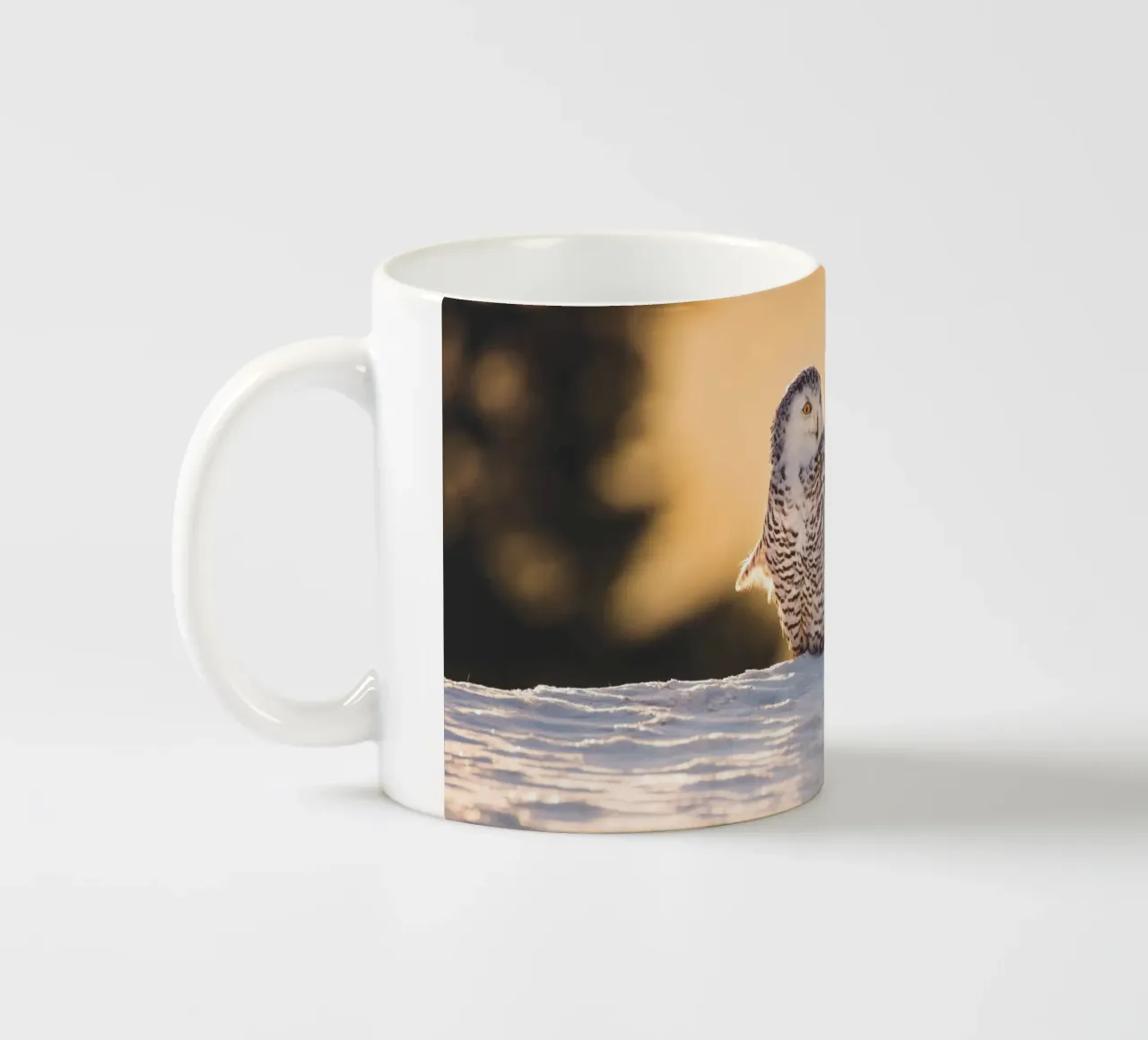 Gufo delle nevi al tramonto tazza in ceramica da Dave Hare Photography