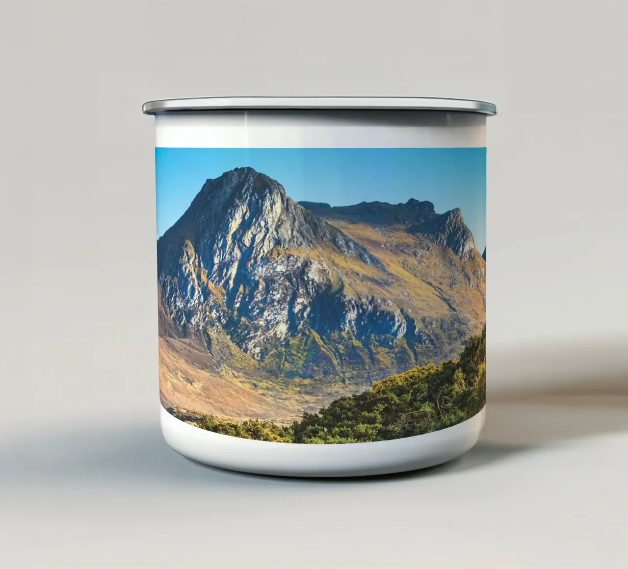 Highland woods and mountains enamel mug by Dave Hare Photography
