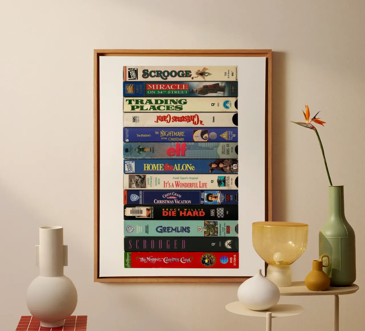 Beste kerstfilms - VHS-print canvas met Baklijst van MrMustardPrints