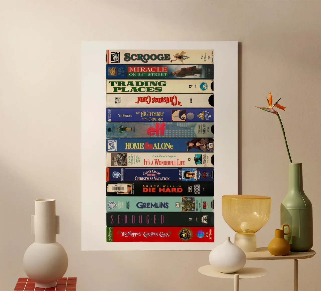 Beste kerstfilms - VHS-print canvas met Baklijst van MrMustardPrints