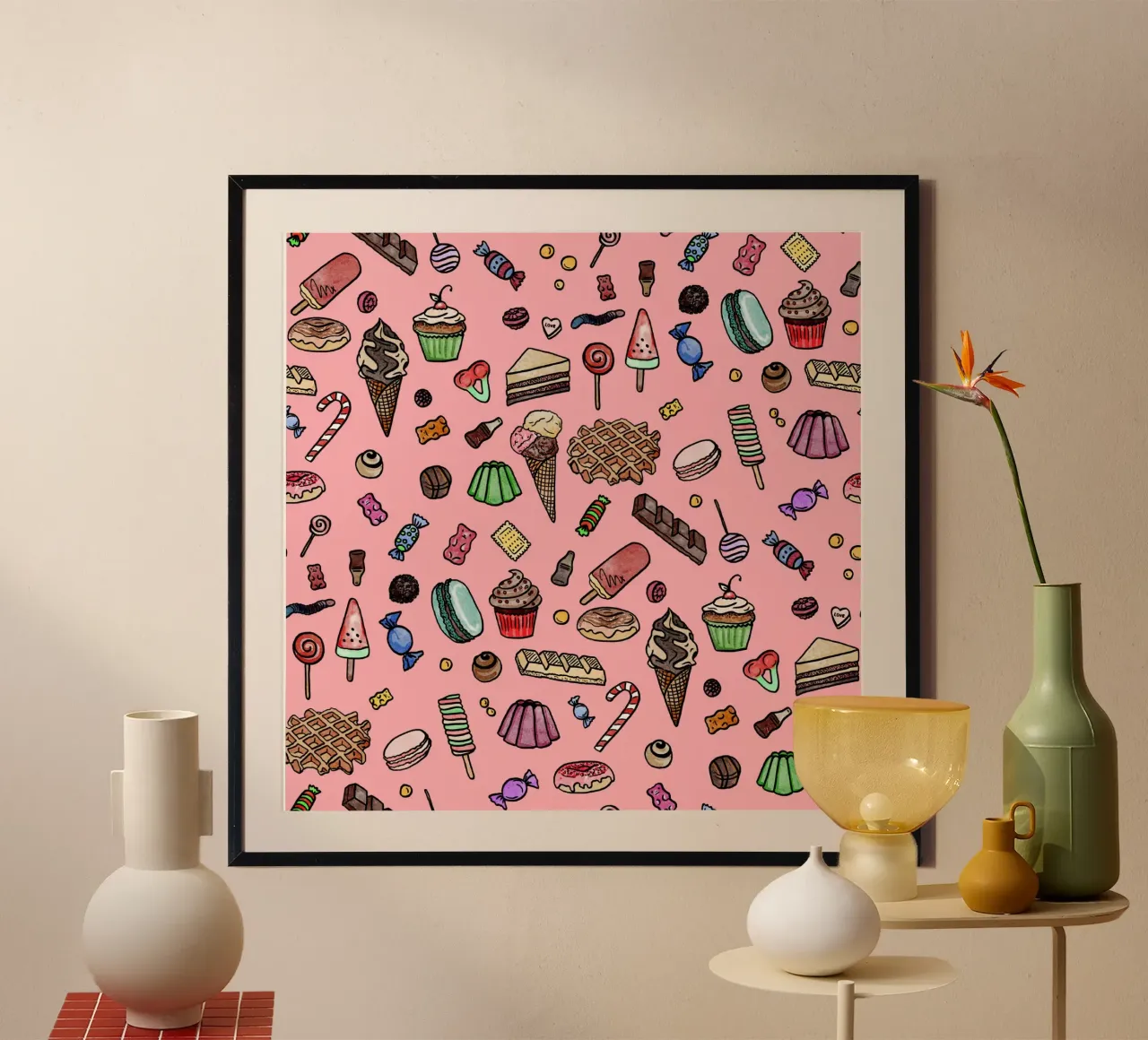 Sweets poster with wooden frame by miriamkross