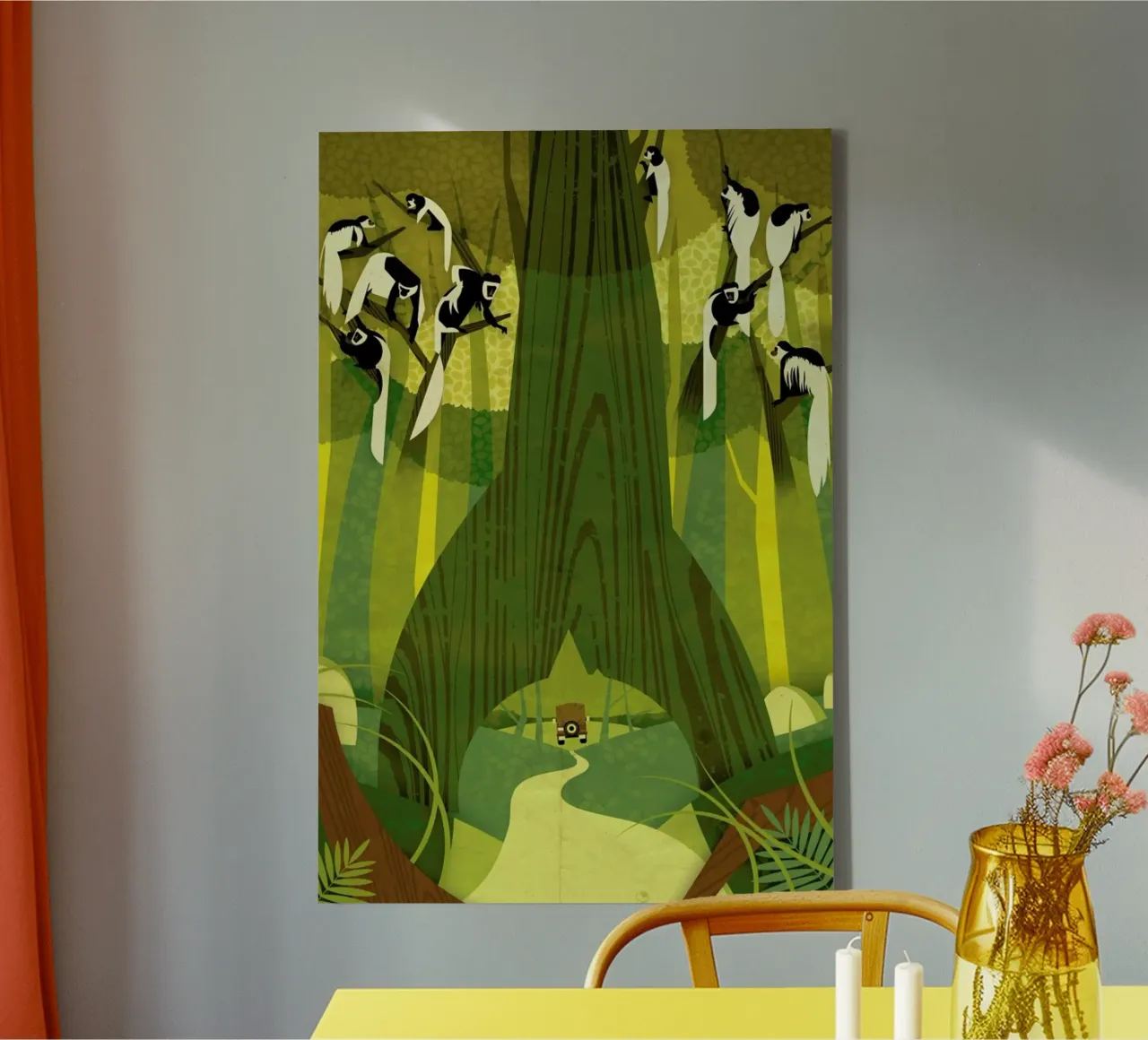 Colobus Monkey canvas met Baklijst van Dieter Braun