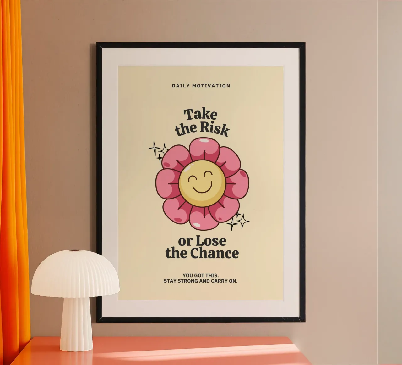 TAKE THE RISK OR LOSE THE CHANCE poster con telaio in alluminio da Einfach Uebel