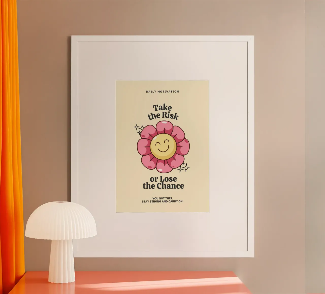 TAKE THE RISK OR LOSE THE CHANCE poster con telaio in alluminio da Einfach Uebel