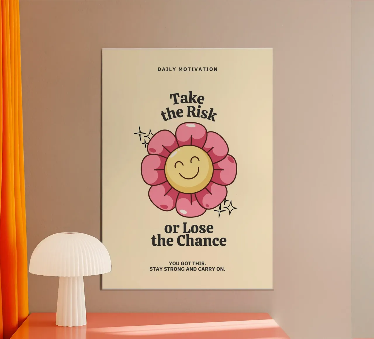 TAKE THE RISK OR LOSE THE CHANCE poster con telaio in alluminio da Einfach Uebel