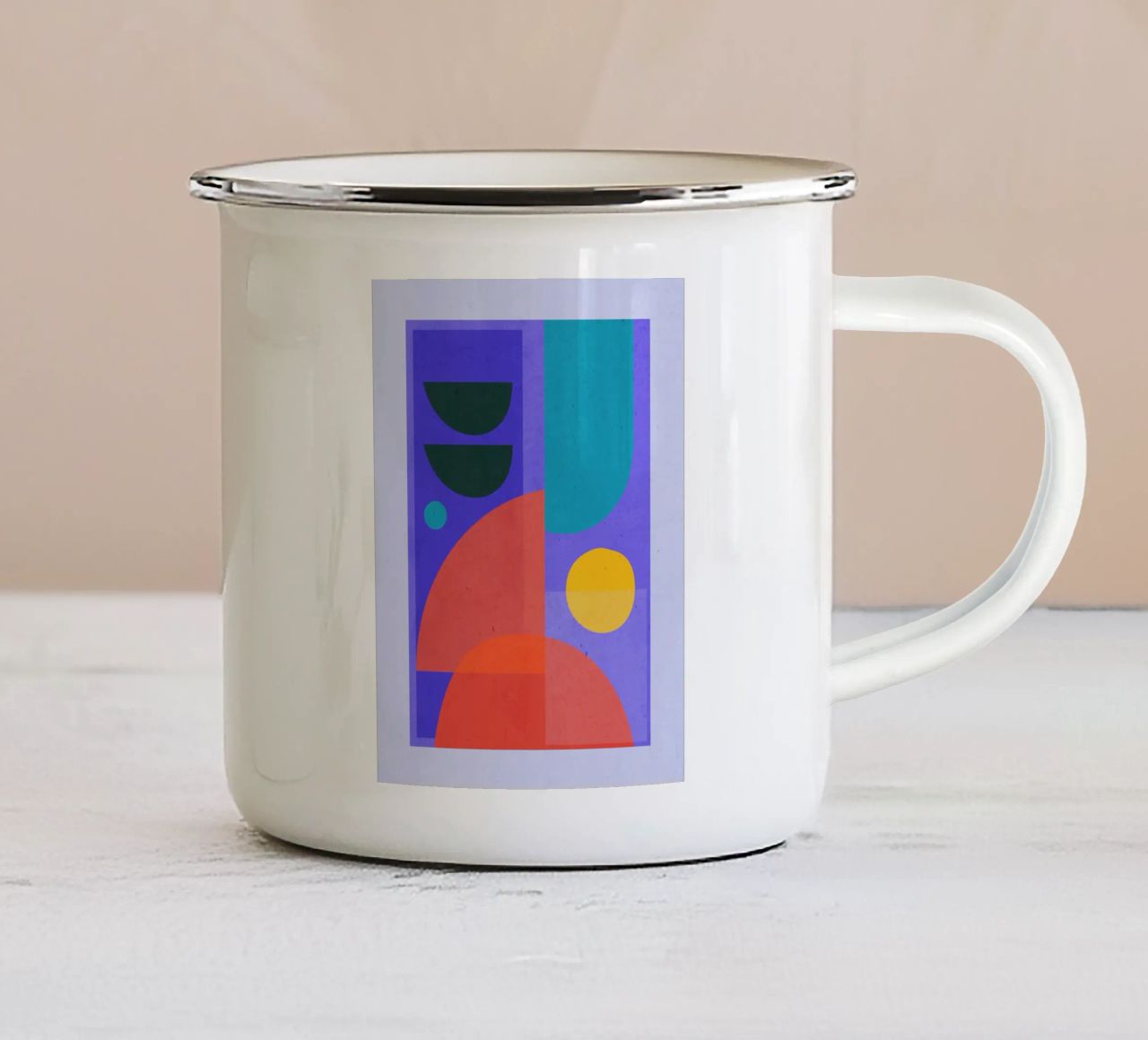 Forme astratte moderne e minimali a1 tazza in smalto da ThingDesign