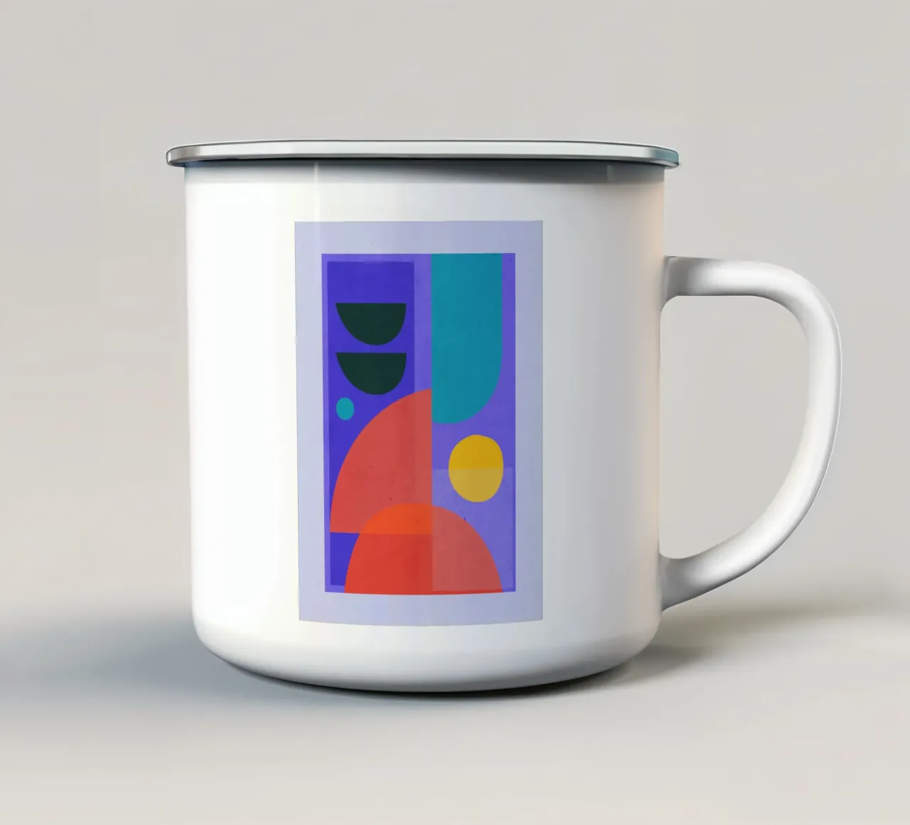 Moderne abstracte minimale vormen a1 emaille mok van ThingDesign